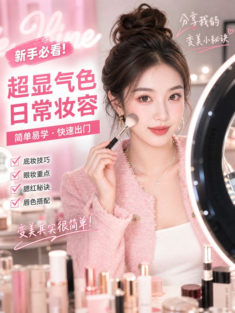 蜜桃传媒美妆视频教程-超显气色日常妆容